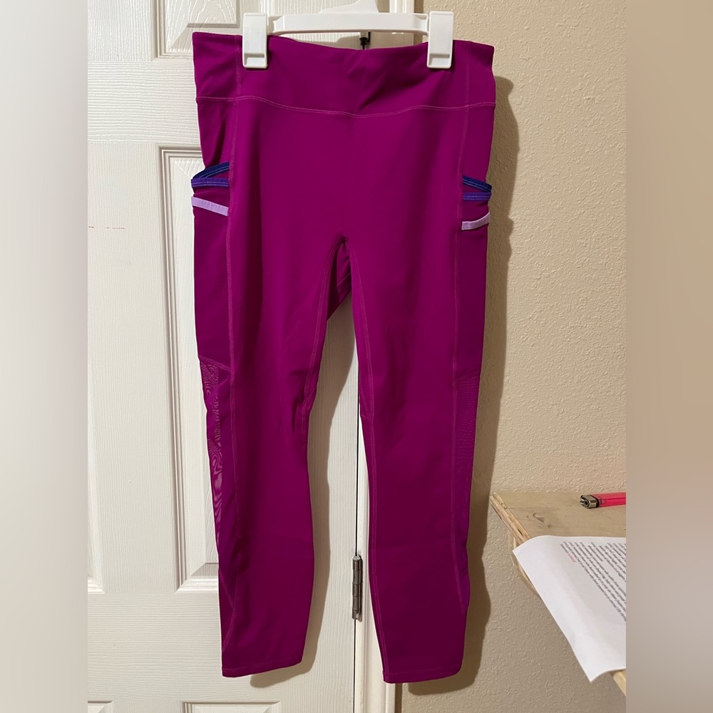 Fabletics Pink and Blue Leggings Performance Stretch